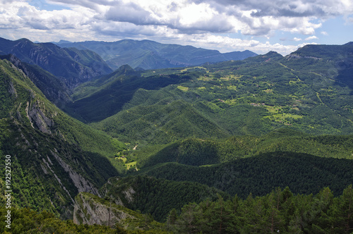 Cloudy landscape from Mirador de Gresolet. Pyrenees  Catalonia  Spain