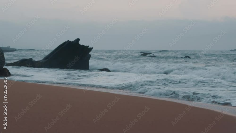 waves of the Indian Ocean are fighting against the shore, slow motion waves of the Indian Ocean are fighting against the shore, slow motion