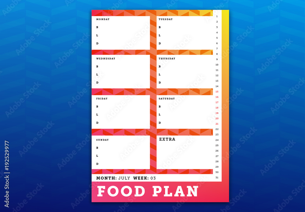 Weekly Food Planner Stock Template | Adobe Stock