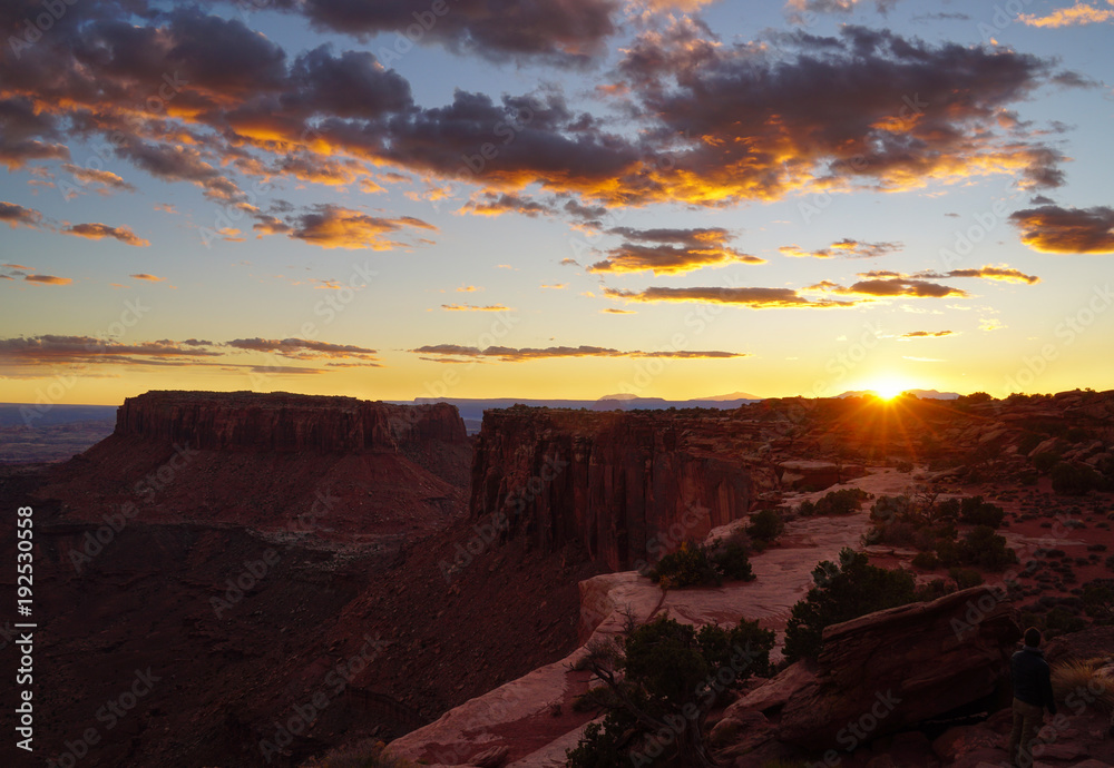 Sunset over the red rocks of Canyonlands National Park