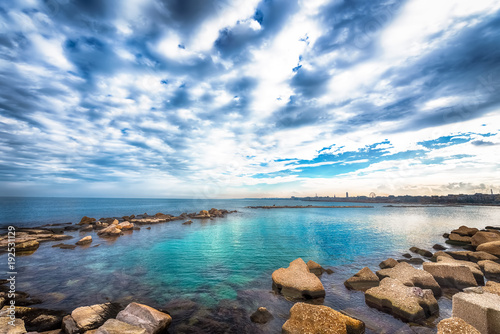View of the Adriatic Sea. Beautiful seascape with stones