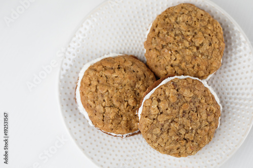 Home Made Oatmeal Creme Pies on a Plate