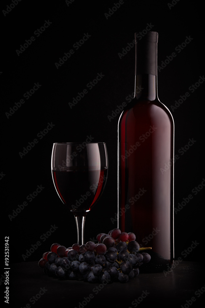 Red wine and grapes.