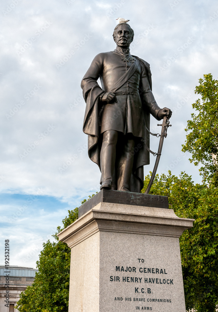 Statue of Major General Henry Havelock located in Trafalgar Square in London, England