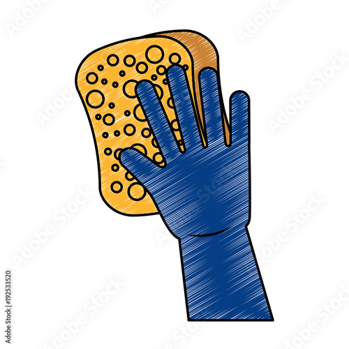 cleaning glove and sponge equipment work vector illustration
