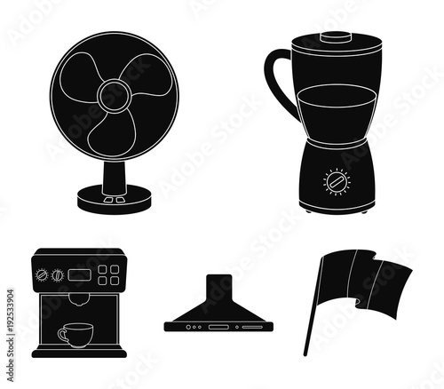 Blender, extractor and other equipment.Household set collection icons in black style vector symbol stock illustration web.