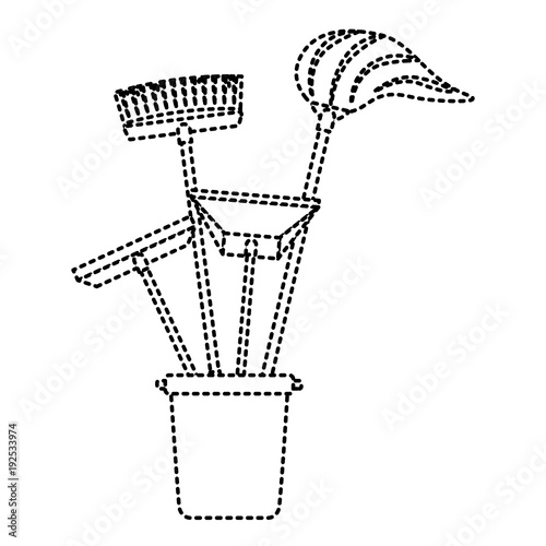 cleaning objects plastic bucket full of janitor cleaning helpful vector illustration