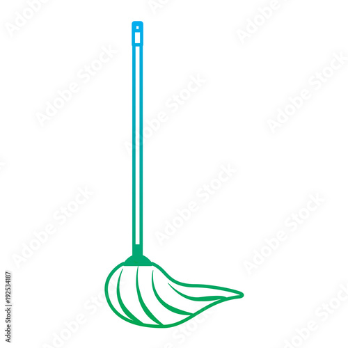 mop cleaning housework tool hygiene vector illustration degrade line color