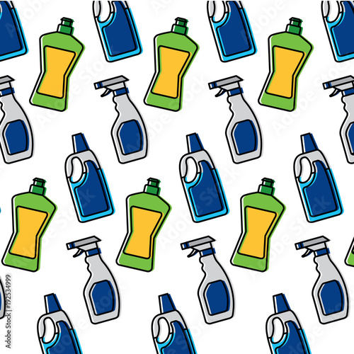 bottle detergent and spray clean domestic wallpaper hygiene vector illustration