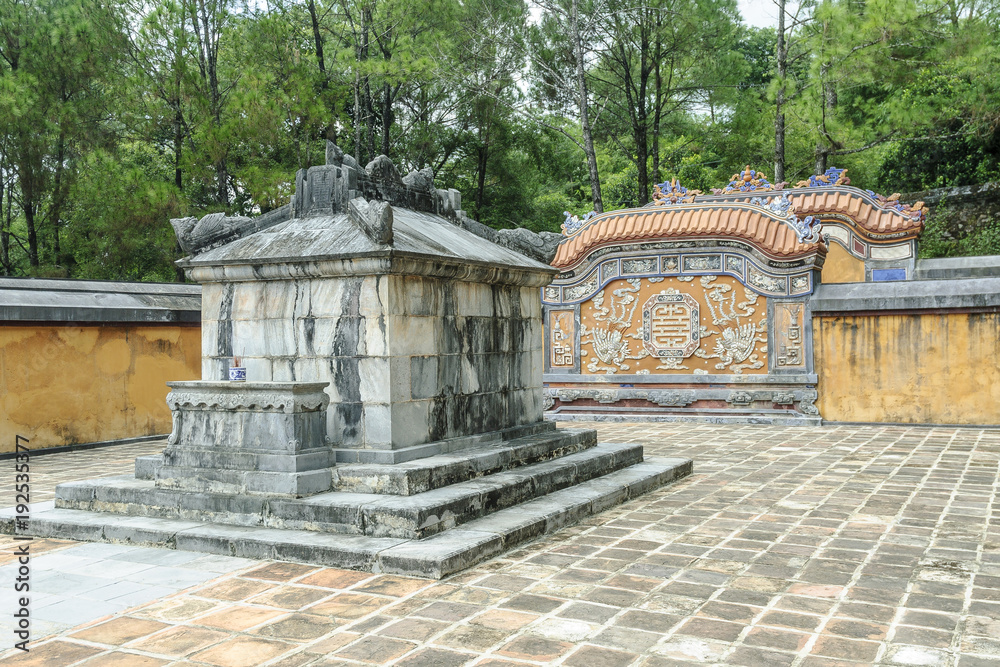 detail of the complex of the mausoleum of the emperor Tu Duc in Hue, Vietnam.