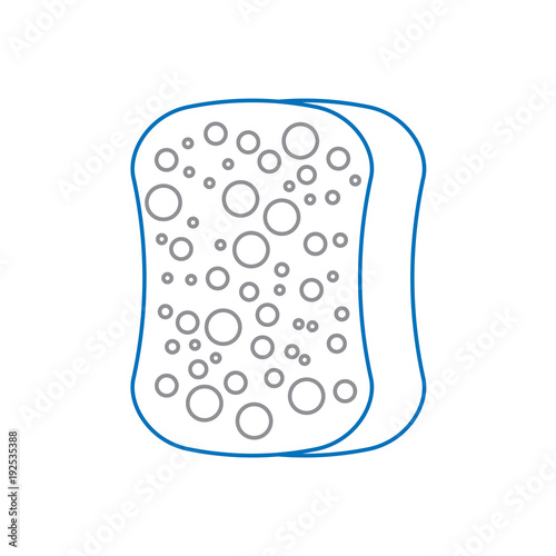 sponge clean utensil hygiene wash soft vector illustration blue and gray line design