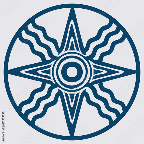 Vector Variant of Old Semitic and Sumerian god Shamash Star. Also symbol of god Utu.