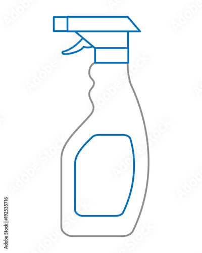 plastic bottle spray hygiene cleaning vector illustration blue and gray line design