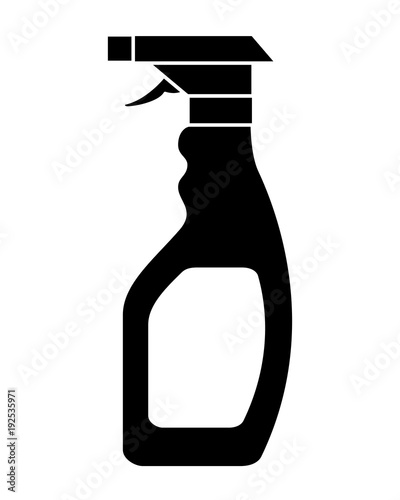 plastic bottle spray hygiene cleaning vector illustration black and white design