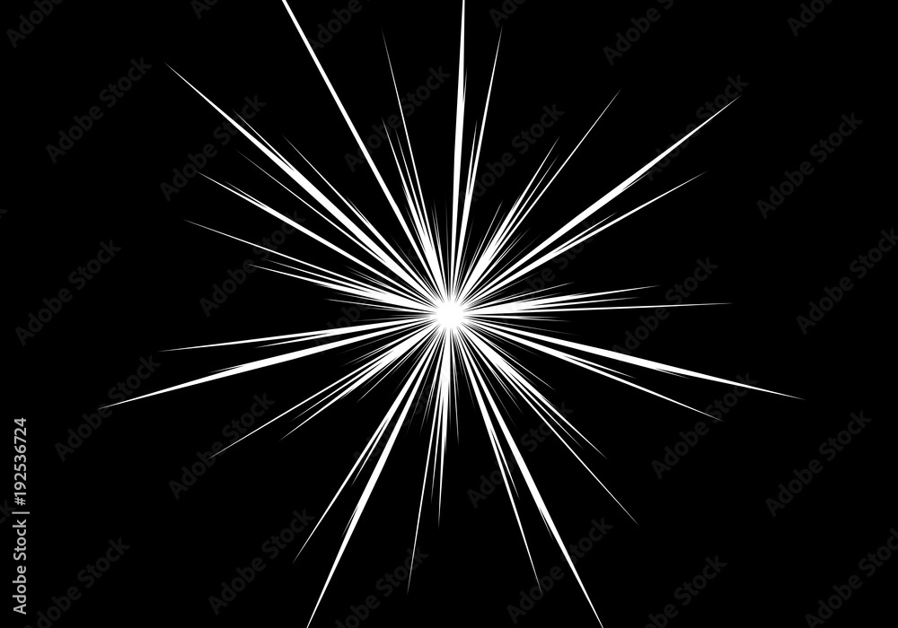 Obraz premium Abstract radial black line zoom star for cartoon comic background vector illustration.