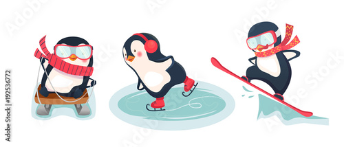 active penguins in winter