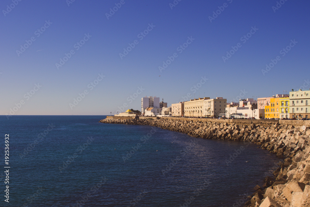 Seafront. Embankment and sea view in Cádiz. Picture taken – February 10, 2018.