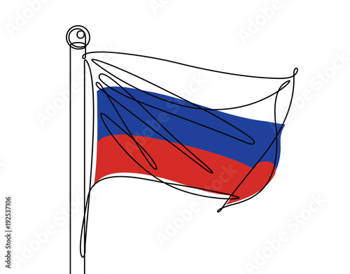 Russian Flag Continuous Line Vector