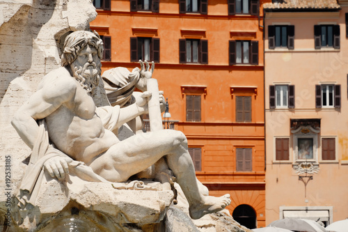 The Fountain of the Four Rivers at Piazza Navona in Rome
