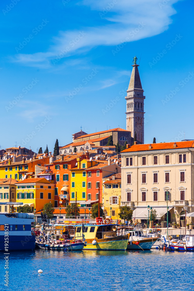 Harbour and marina in old town of Rovinj