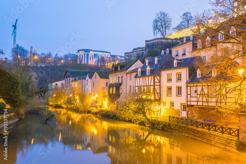 Skyline of old town Luxembourg City from top view