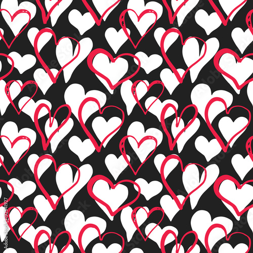 Heart symbol seamless pattern vector illustration. Hand drawn sketch doodle background. Saint Valentains Day or womens day background photo