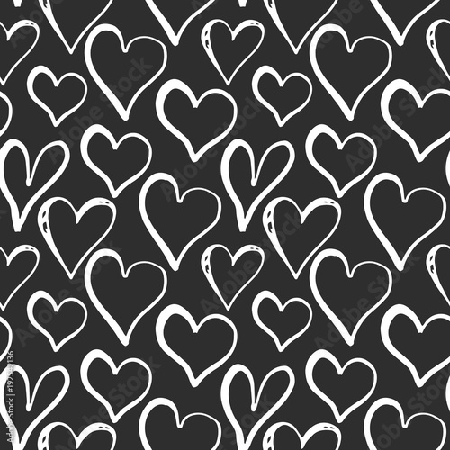 Heart symbol seamless pattern vector illustration. Hand drawn sketch doodle background. Saint Valentains Day or womens day background