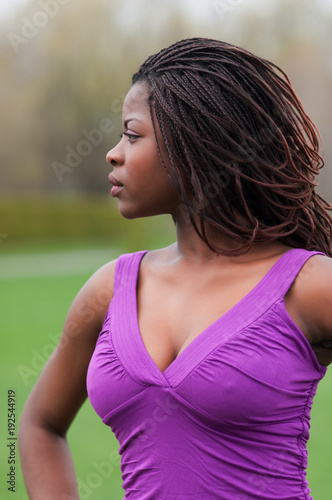 Beautiful african woman outdoors in profile © Howard