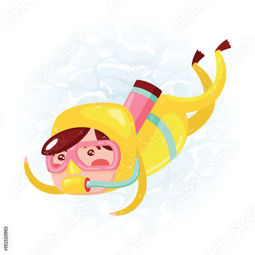 yellow diver swimming underwater cartoon clip art preview