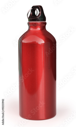 Red Water Bottle Isolated on White Background