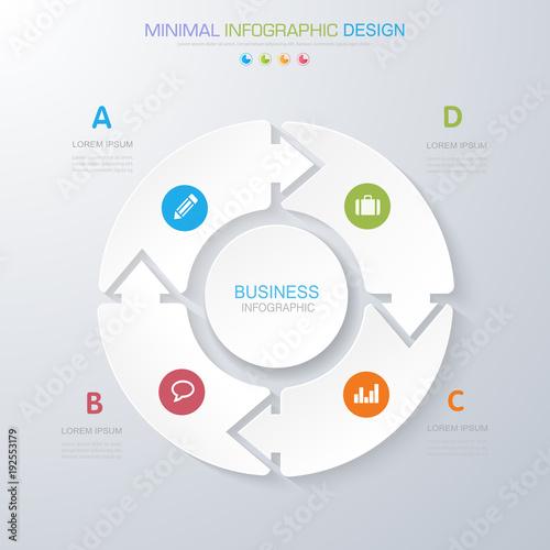 Infographic Elements with business icon on full color background  process or steps and options workflow diagrams,vector design element eps10 illustration