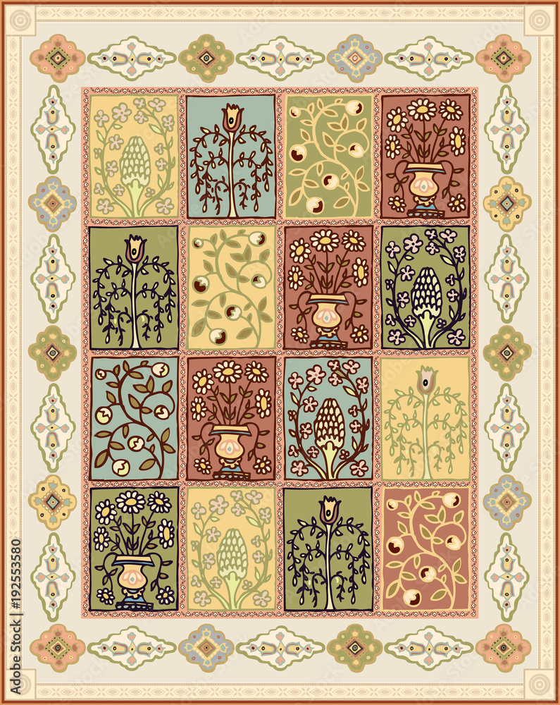 background national oriental colored turkish carpet