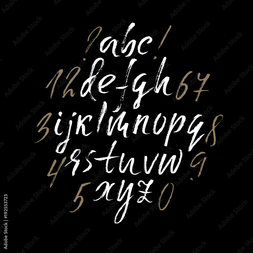 Handdrawn dry brush font. Modern brush lettering. Grunge style alphabet. Vector illustration. Handdrawn dry brush font. Modern brush lettering. Grunge style alphabet. Vector illustration.