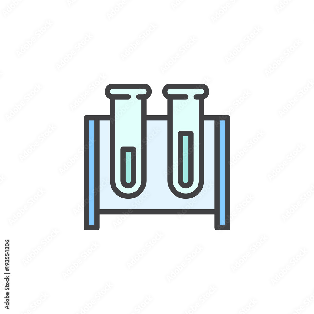 Test tubes filled outline icon, line vector sign, linear colorful pictogram isolated on white. Chemistry symbol, logo illustration. Pixel perfect vector graphics Test tubes filled outline icon, line vector sign, linear colorful pictogram isolated on white. Chemistry symbol, logo illustration. Pixel perfect vector graphics