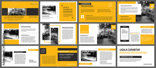 Yellow presentation templates and infographics elements background. Use for business annual report, flyer, corporate marketing, leaflet, advertising, brochure, modern style.