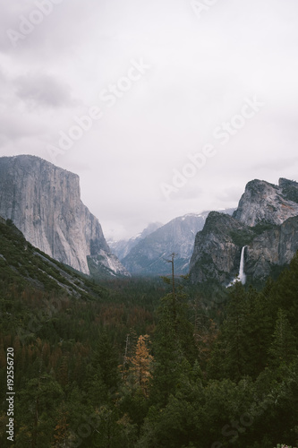 Yosemite mountains and green landscape