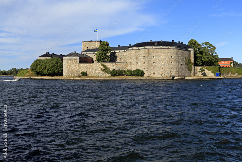 Stockholm, Vaxholm Island, Sweden - XVI century fortress Vaxholm situated on the island of Vaxholm within the Stockholm region