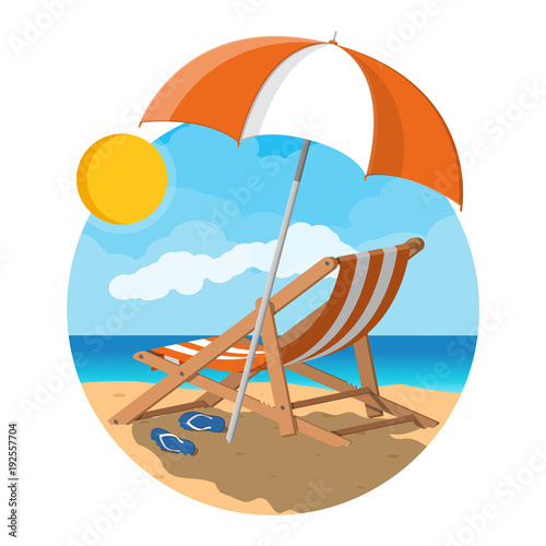 Landscape of wooden chaise lounge