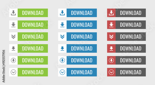 download buttons set in flat, vector illustration