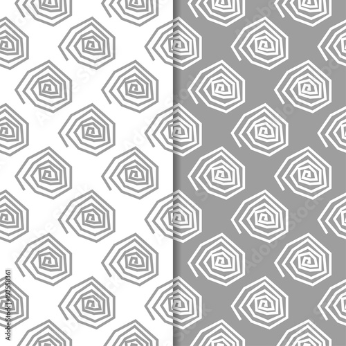 Gray and white geometric set of seamless patterns © Liudmyla