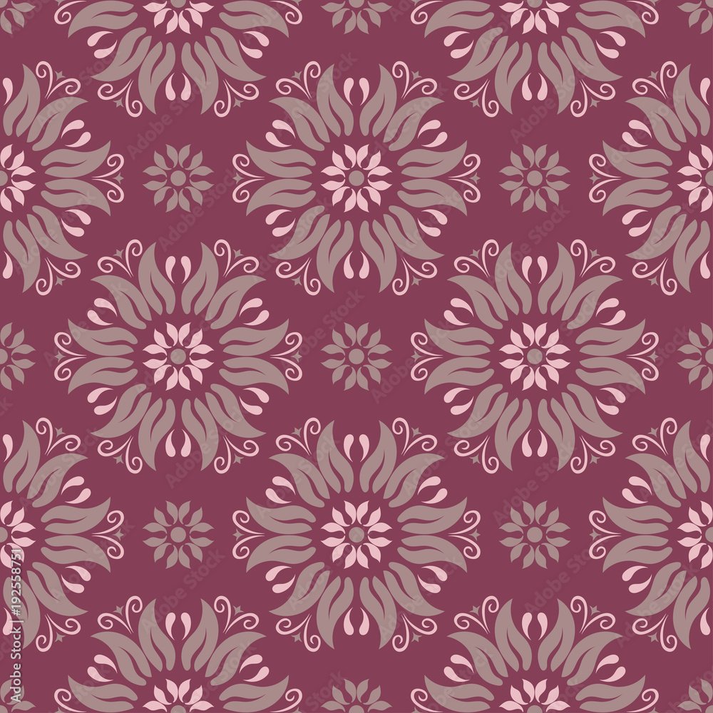 Purple red floral seamless pattern. Background with flower design elements