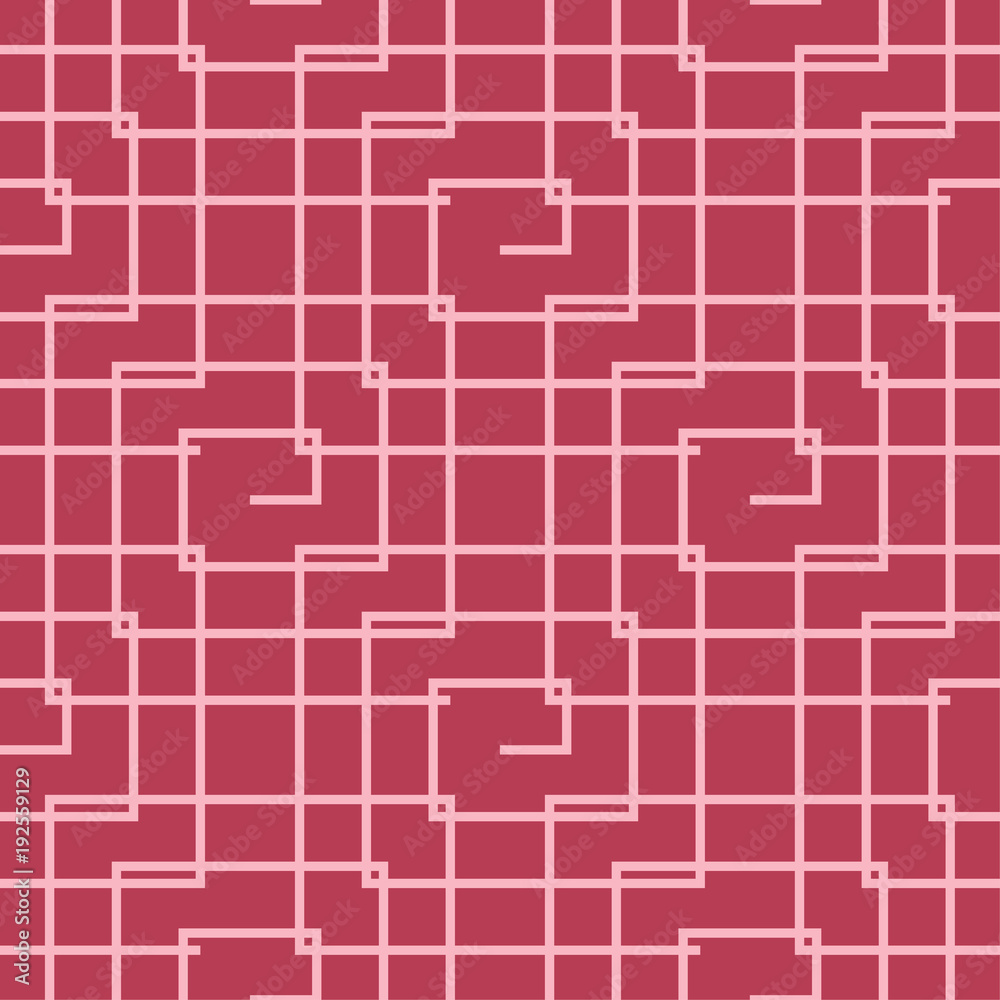 Red and pale pink geometric ornament. Seamless pattern