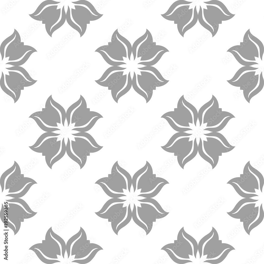 Obraz premium Gray floral seamless pattern on white background