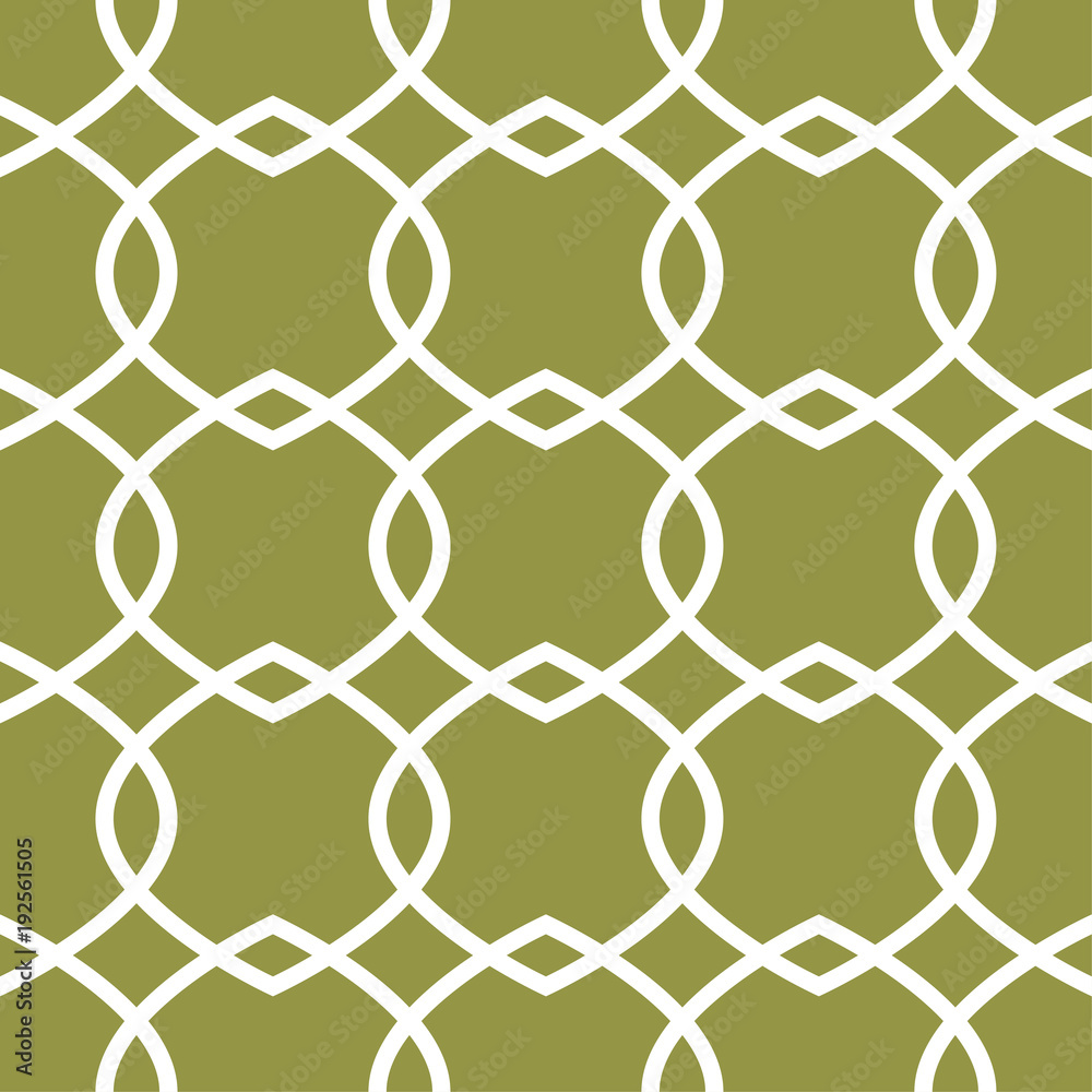 Naklejka premium Olive green and white geometric ornament. Seamless pattern
