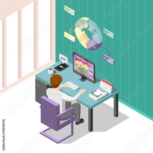 Online Trading Isometric Background 