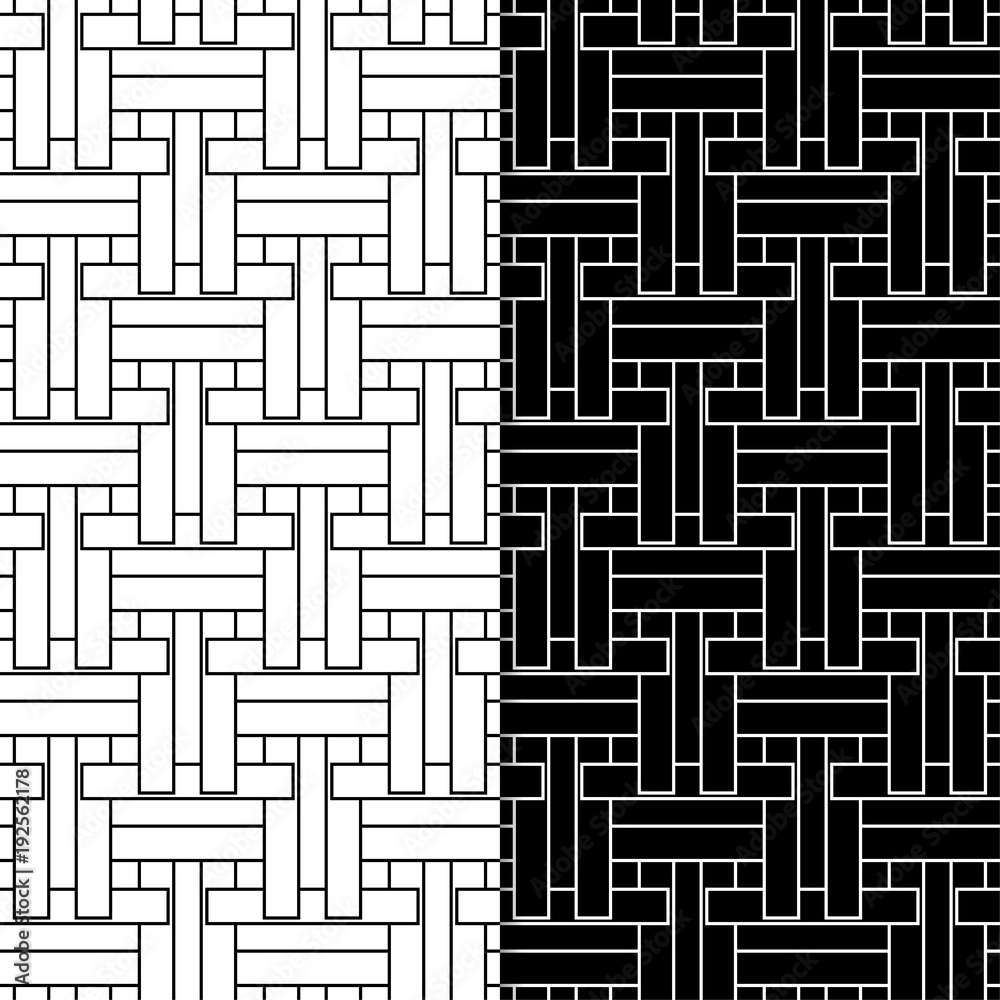Black and white geometric seamless patterns