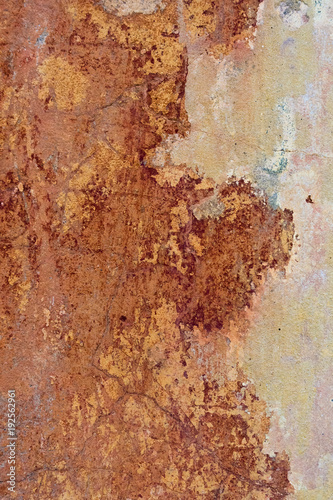 Cracked and peeling paint old wall background. Classic grunge texture.
