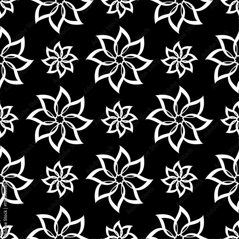 Black and white floral ornament. Seamless pattern Black and white floral ornament. Seamless pattern