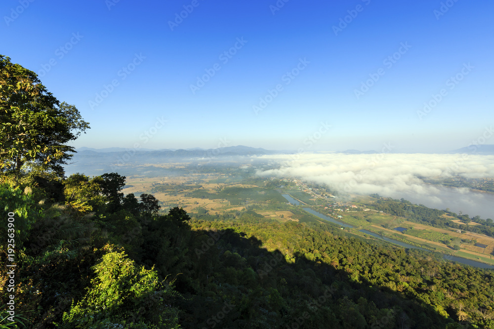 Landscape from Beautiful View Mekong River at Wat Pha Tak Suea in Nongkhai, Thailand