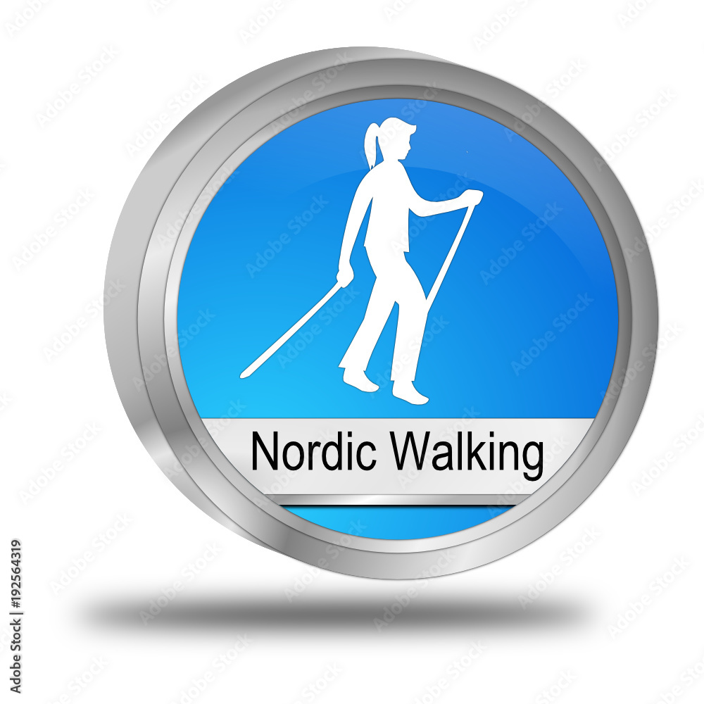 Nordic Walking Button - 3D illustration Nordic Walking Button - 3D illustration